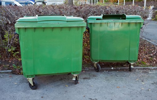 Various types of construction waste materials ready for disposal