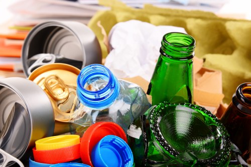 Recycling bins for paper, plastic, glass in Blackheath